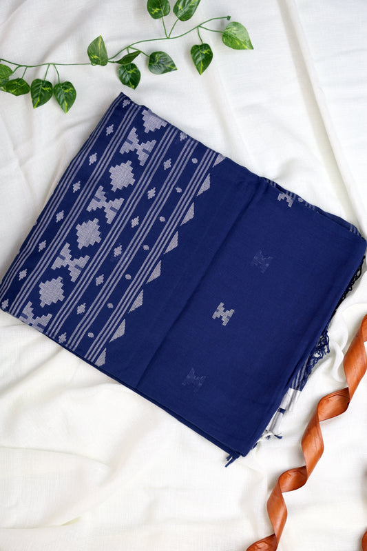 NAVY BLUE JAMDANI COTTON SAREE