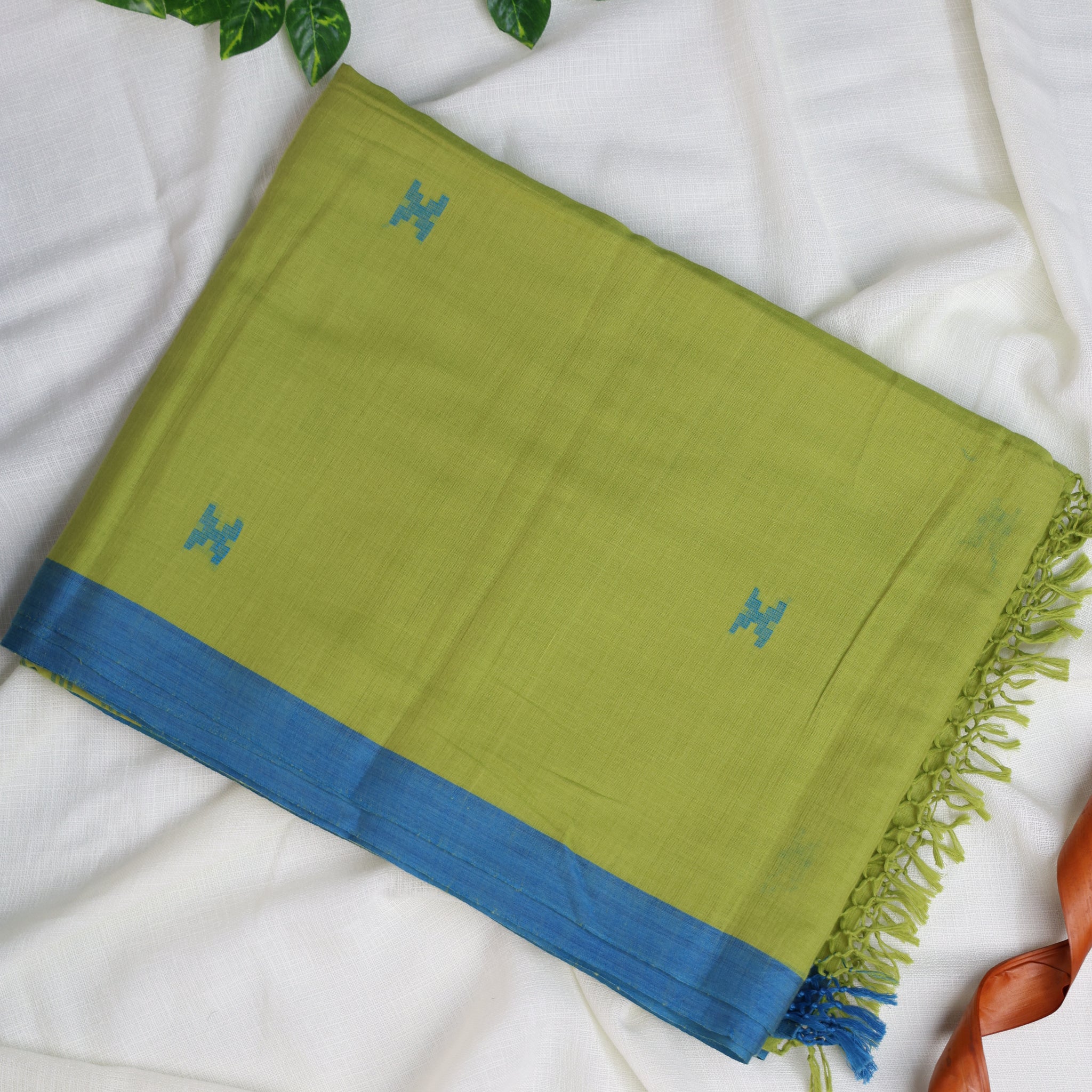 LEAF GREEN JAMDANI COTTON SAREE