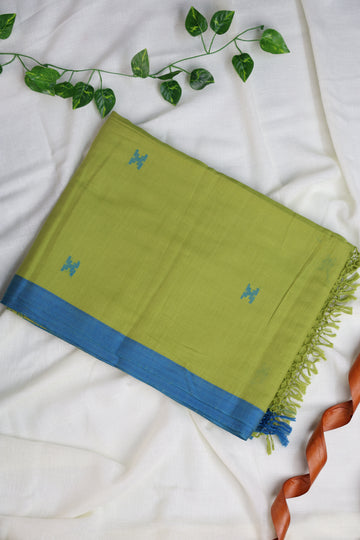 LEAF GREEN JAMDANI COTTON SAREE