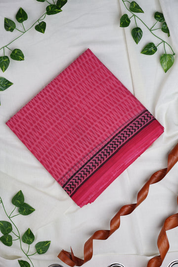 PINK HANDBLOCK PRINTED KOTA COTTON SAREE