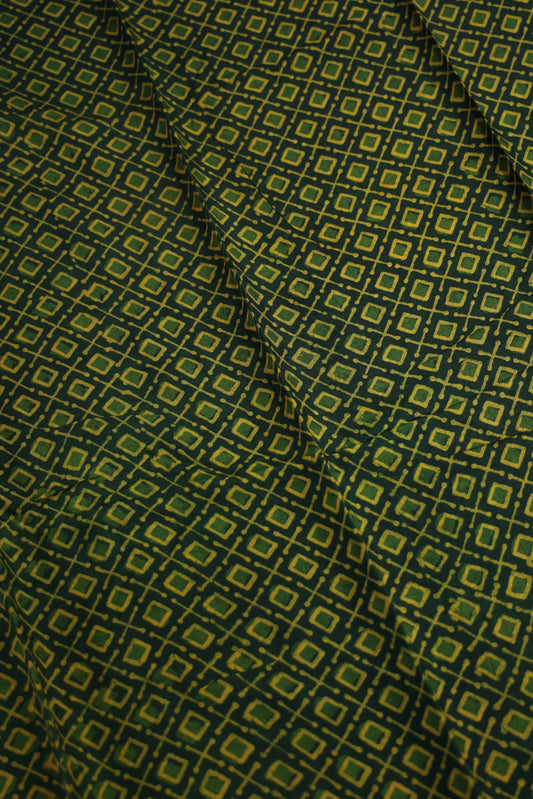 GREEN & YELLOW EUCALYPTUS FIBRE HANDBLOCK PRINTED SUIT