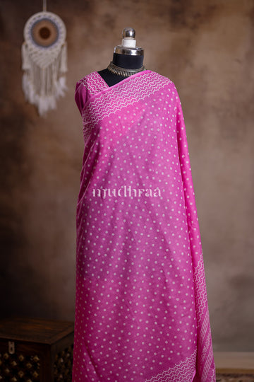 PINK POLKA HANDBLOCK PRINTED KOTA COTTON SAREE