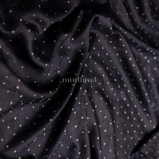 COAL BLACK BANDHANI-KALAMKARI TUSSAR SAREE