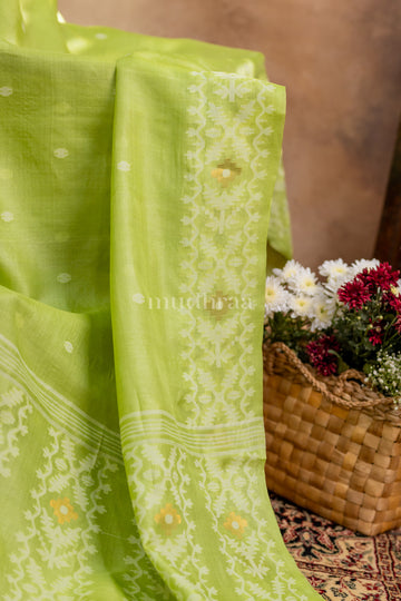 LEAF GREEN JAMDANI TUSSAR SAREE