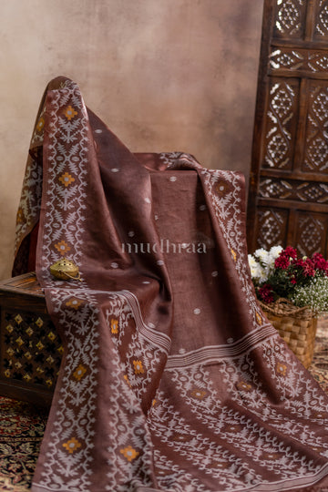 OAK BROWN JAMDANI TUSSAR SAREE