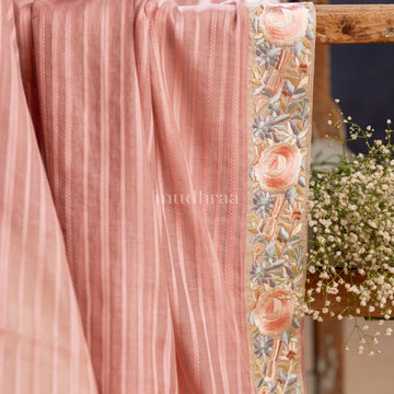 LACE PINK EMBROIDERED MUL COTTON SAREE