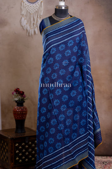 INDIGO KANTHA CHANDERI GHICHA SAREE