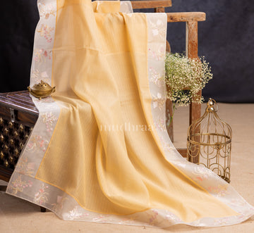 MANGO CREAM MUL COTTON EMBROIDERED SAREE