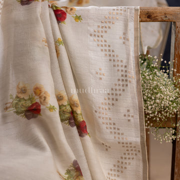 PEARL FLORAL MUSLIN SILK SAREE