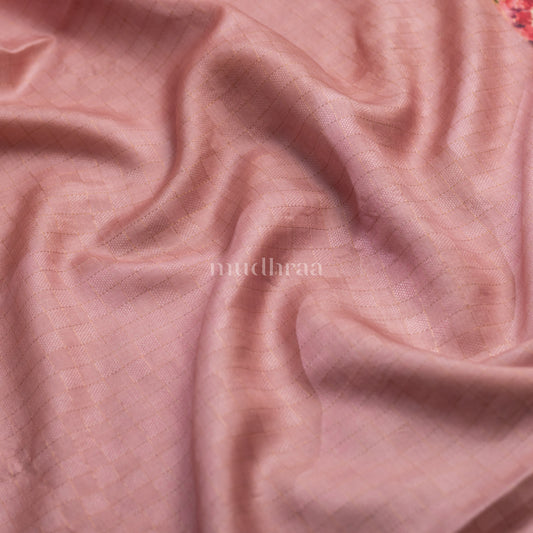 MISTY PINK WOVEN SELF-CHECKERED TUSSAR SILK SAREE