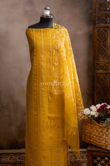 MUSTARD YELLOW MOONGA-KORA SUIT SET