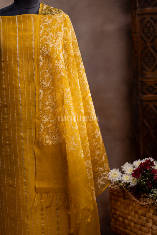 MUSTARD YELLOW MOONGA-KORA SUIT SET