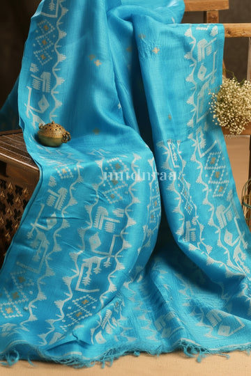 BLUE JAMDANI TUSSAR SAREE