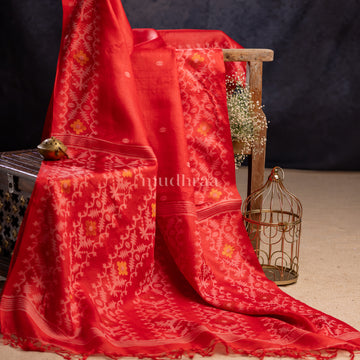 CRIMSON JAMDANI TUSSAR SAREE