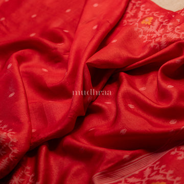 CRIMSON JAMDANI TUSSAR SAREE