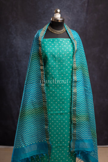 BLUE HARMONY POLKA TUSSAR SUIT SET