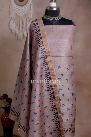 METALLIC TAUPE TUSSAR SUIT SET