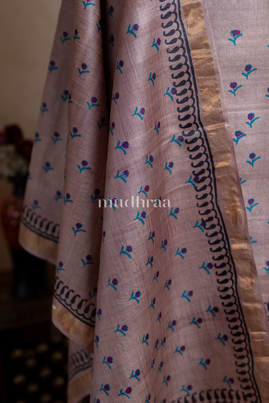 METALLIC TAUPE TUSSAR SUIT SET