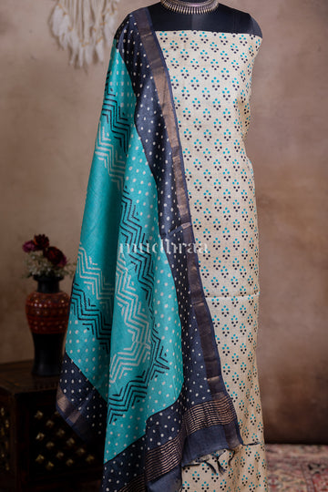 IVORY & TURQUOISE TUSSAR SUIT SET