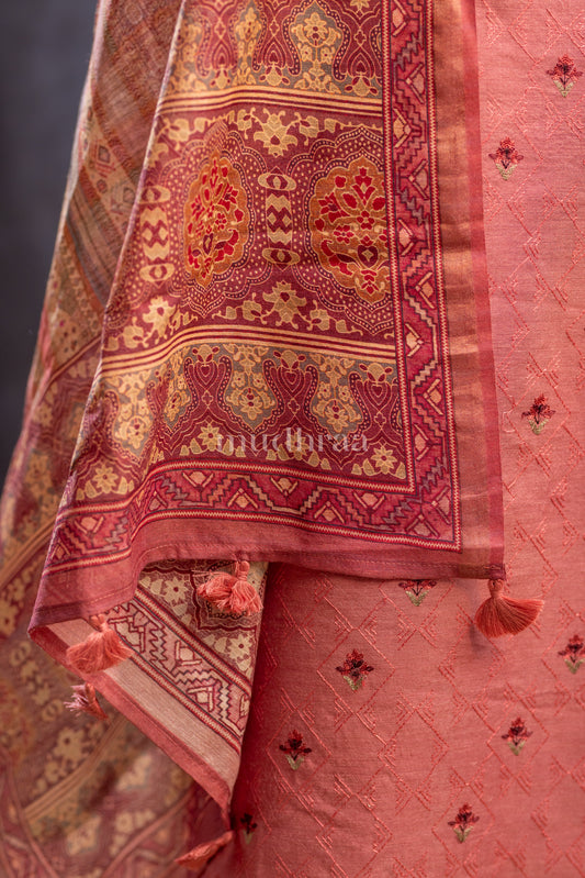 DUSTY ROSE EMBROIDERED MOONGA SUIT SET