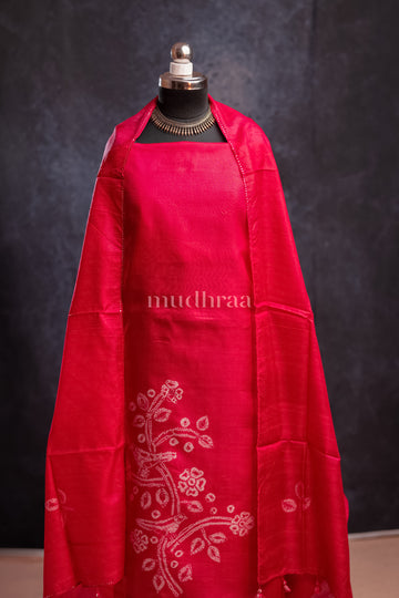 DEEP ROSE HANDMADE SHIBORI EMBROIDERED SUIT SET