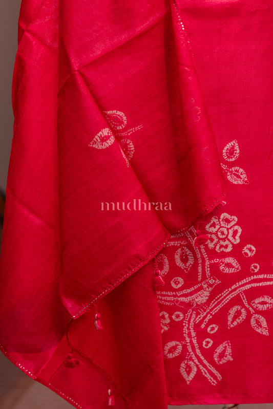 DEEP ROSE HANDMADE SHIBORI EMBROIDERED SUIT SET