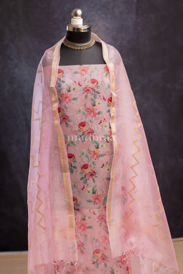 BABY PINK FLORAL ORGANZA SUIT SET