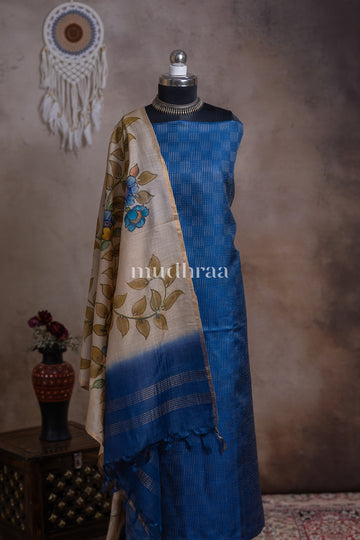 COBALT & IVORY TUSSAR SUIT SET
