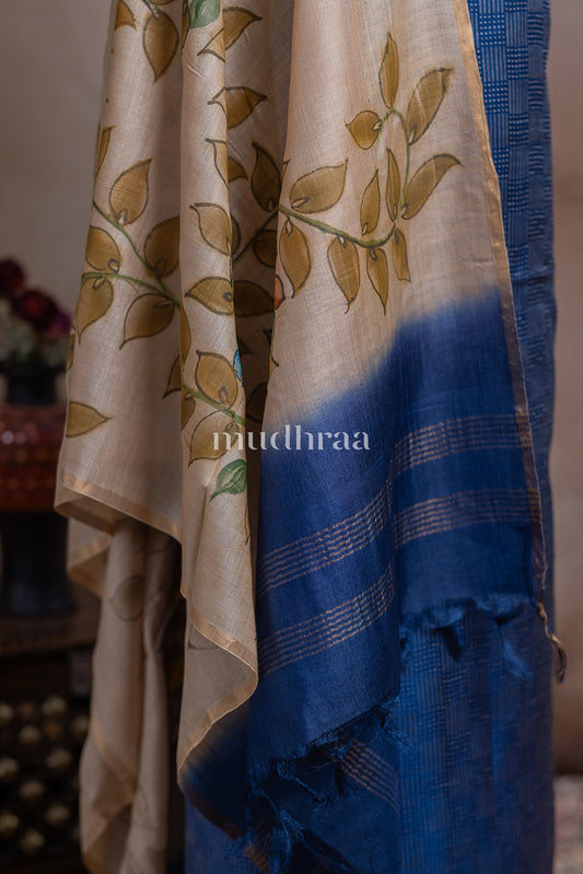 COBALT & IVORY TUSSAR SUIT SET
