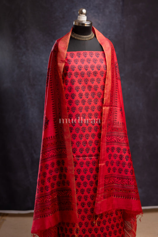 BRIGHT FLAMINGO MOONGA TUSSAR SUIT SET