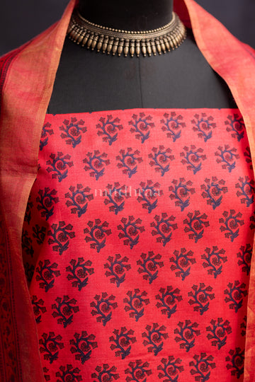 BRIGHT FLAMINGO MOONGA TUSSAR SUIT SET