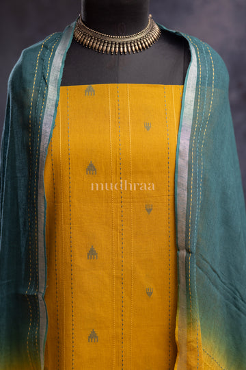MUSTARD & GREEN KANTHA COTTON SUIT