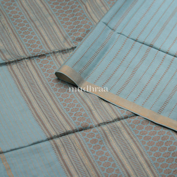 PASTEL BLUE & GOLD HANDWOVEN TUSSAR SAREE