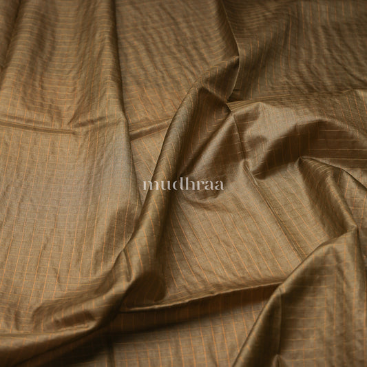 OLIVE ZARI-CHECKED TUSSAR SAREE (KALAMKARI BLOUSE)