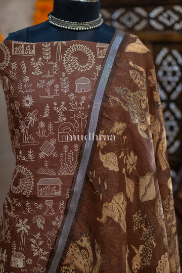 MOCHA EMBROIDERED LINEN SUIT