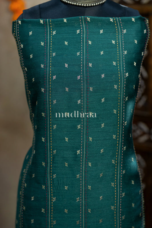 FOREST GREEN MOONGA SILK SUIT