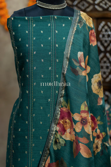 FOREST GREEN MOONGA SILK SUIT