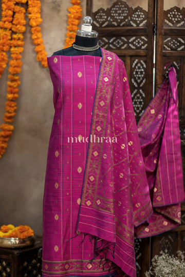 MAGENTA CHANDERI JAMDANI SUIT