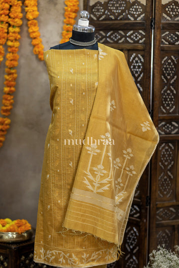 DAFFODIL YELLOW CHANDERI KANTHA JAMDANI SUIT SET