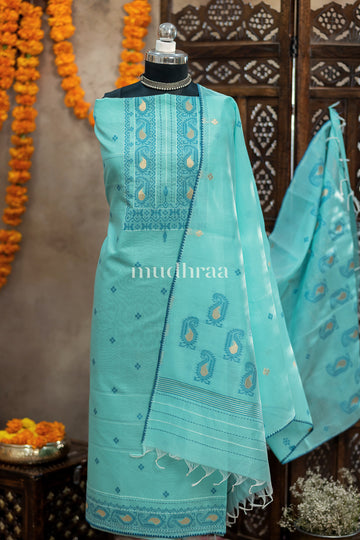 SKY BLUE JAMDANI CHANDERI SUIT