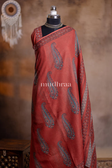 LIGHT TERRACOTTA  HANDBLOCK PRINTED KOTA COTTON SAREE