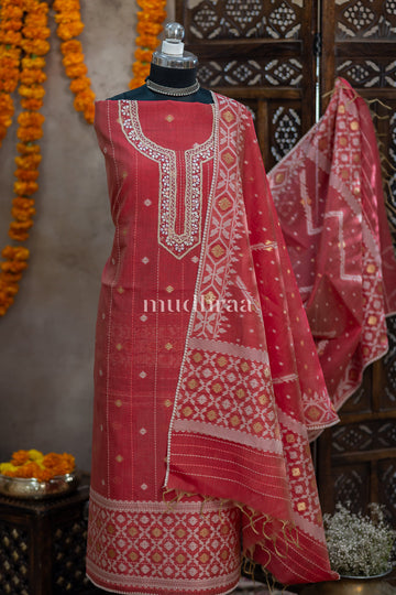 PERSIAN RED CHANDERI SUIT