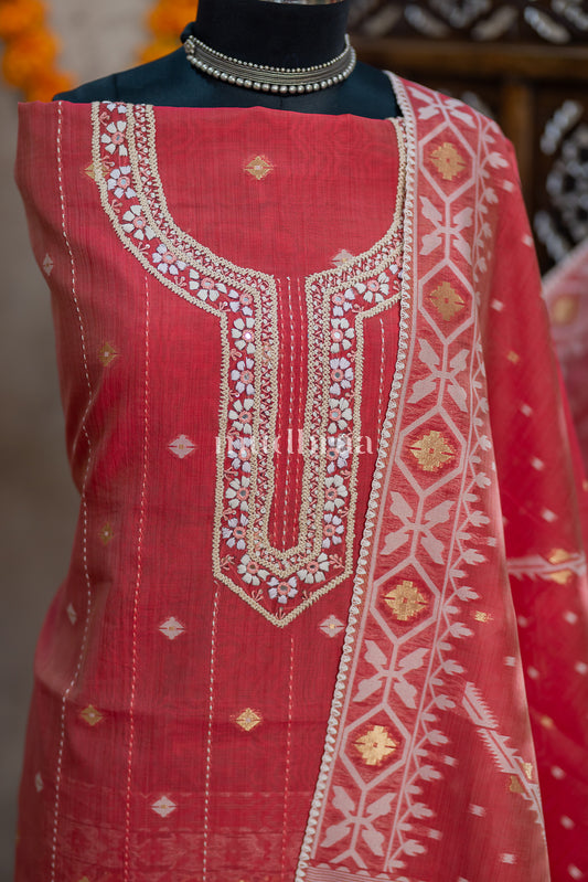 PERSIAN RED CHANDERI SUIT