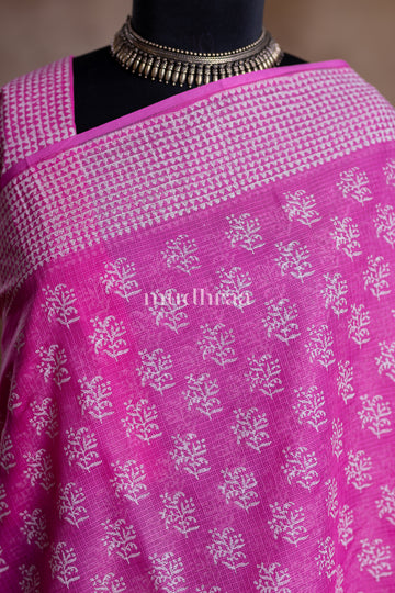 PINK PUNCH HANDBLOCK PRINTED KOTA COTTON SAREE