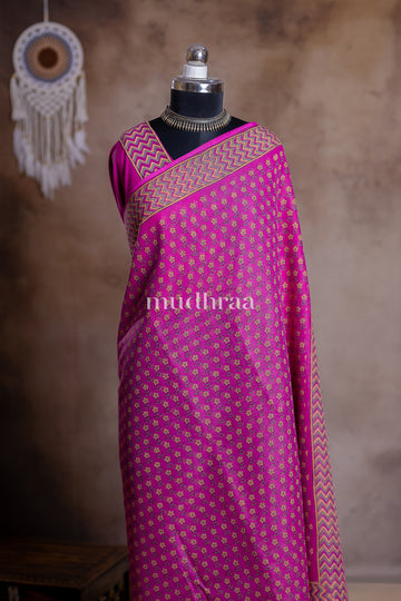 MAGENTA HANDBLOCK PRINTED KOTA COTTON SAREE