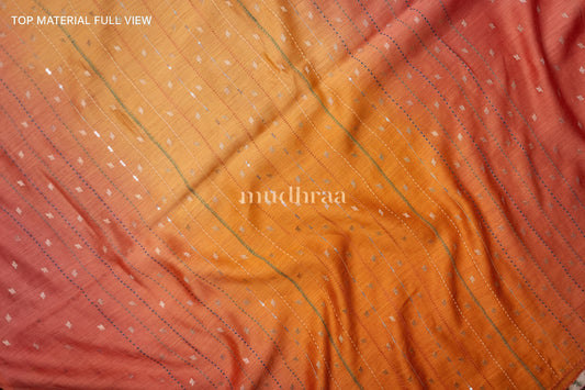 ORANGE PEACH HANDWOVEN MOONGA SILK SUIT