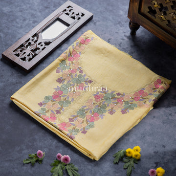 PASTEL YELLOW FLORAL TUSSAR SUIT SET