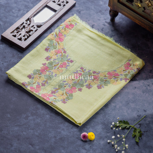 PISTA GREEN FLORAL TUSSAR SUIT SET