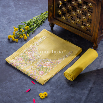 BUMBLE BEE YELLOW EMBROIDERED TUSSAR SUIT