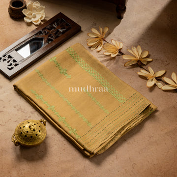 CREAM & PARAKEET GREEN HAND-MADE TUSSAR SUIT SET